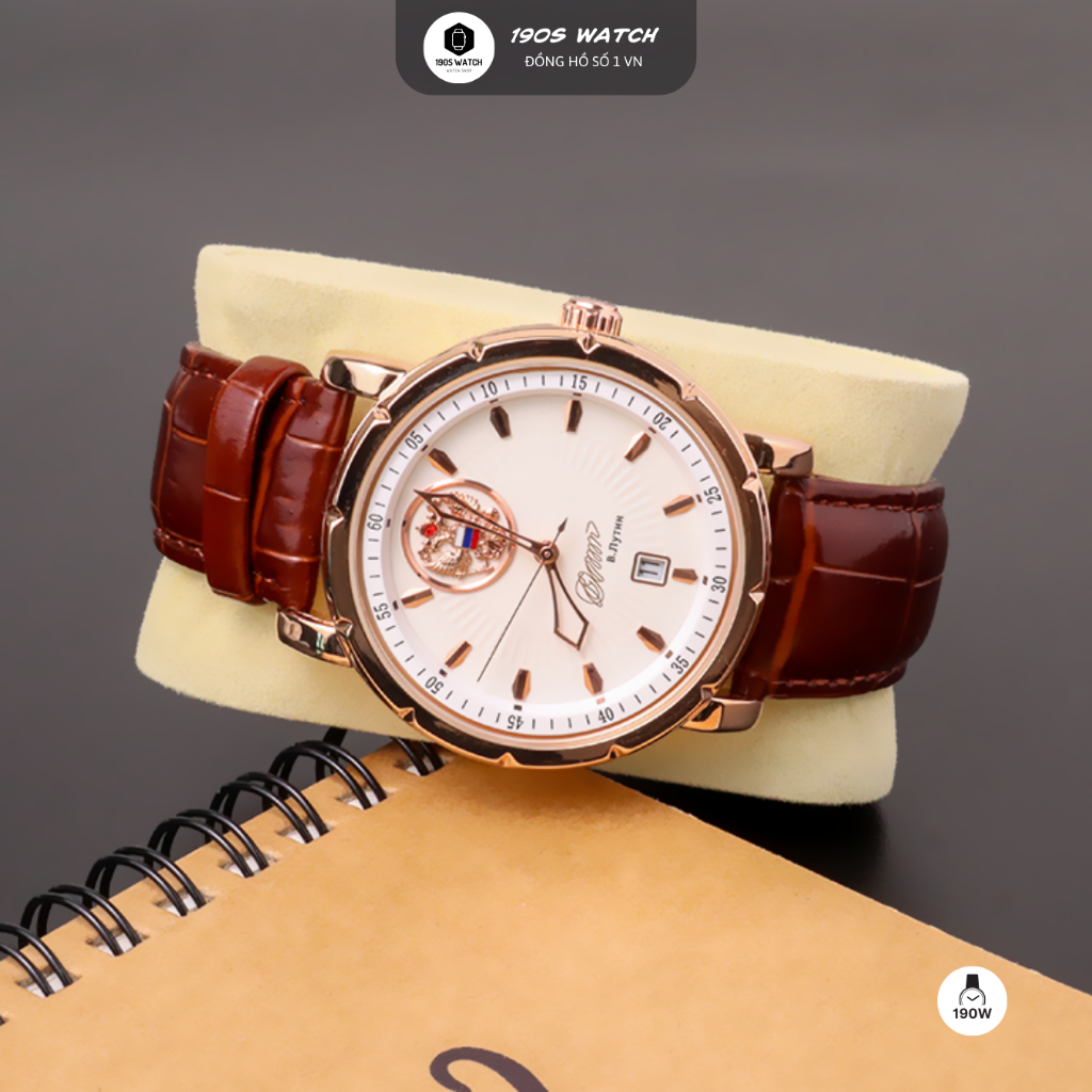 Đồng hồ cơ automatic nam mặt kính sapphire chống trầy xước da mềm xịn đồng hồ nga