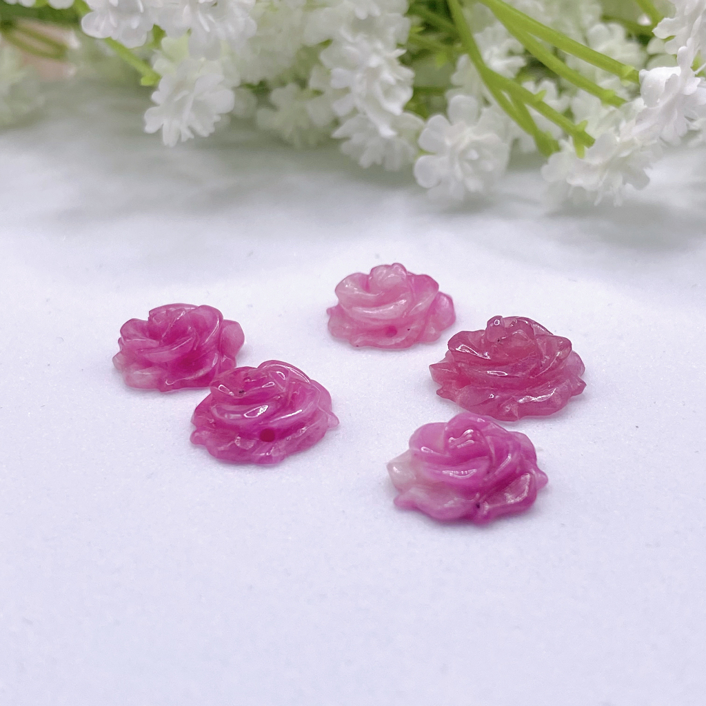 Charm hoa mẫu đơn ru by Thái đã khoan lỗ 2 bên xỏ vòng tay hoặc móc mặt dây chuyền TRANG SỨC ĐÁ XINH