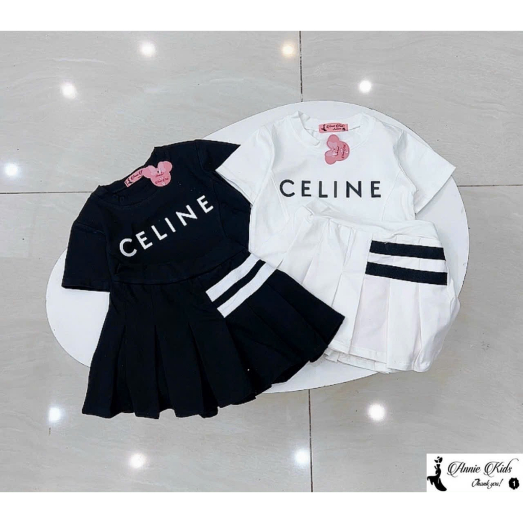 Sét bộ Tennis - Chân váy xếp li ( Có quần trong ) Chất cotton co giãn 4 chiều mềm mịn size 10-22kg