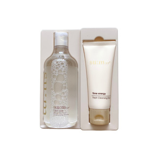 Sét tẩy trang và sữa rửa mặt su:m37 skin saver essential cleansing water.
