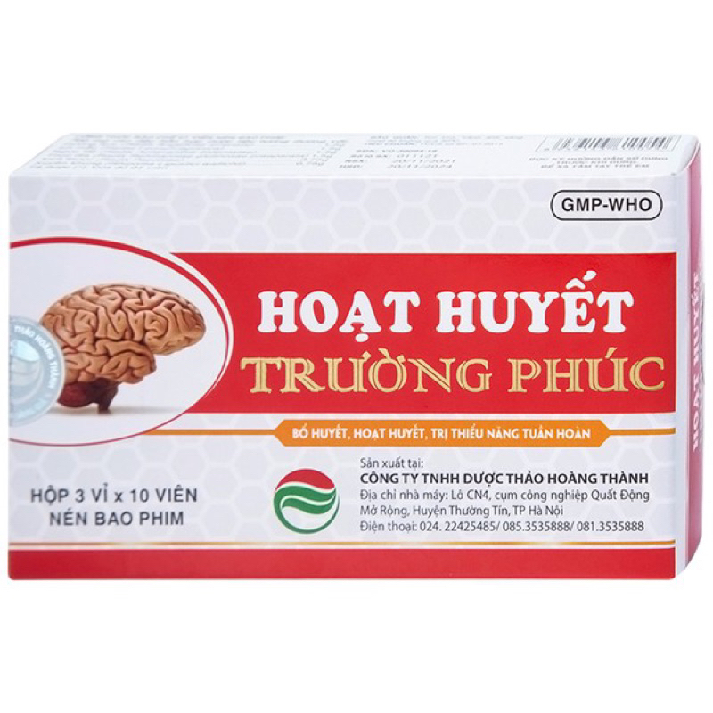 Combo 3 Hộp Hoạt Huyết Trường Phúc giảm các chứng huyết hư, ứ trệ; phòng &giảm thiểu năng tuần hoàn não(30v)