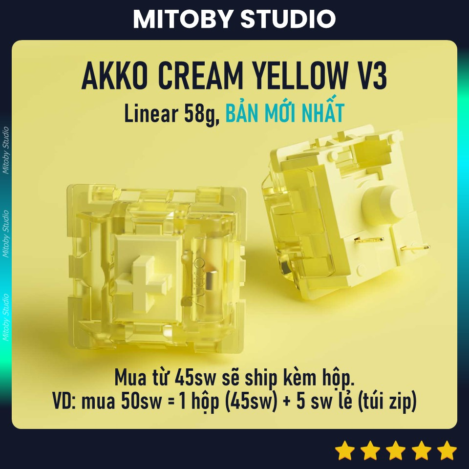 Akko Cream Yellow Blue V3 Pro linear switch công tắc bàn phím cơ Akko Silver Lavender Piano v3 switch - Mitoby Studio