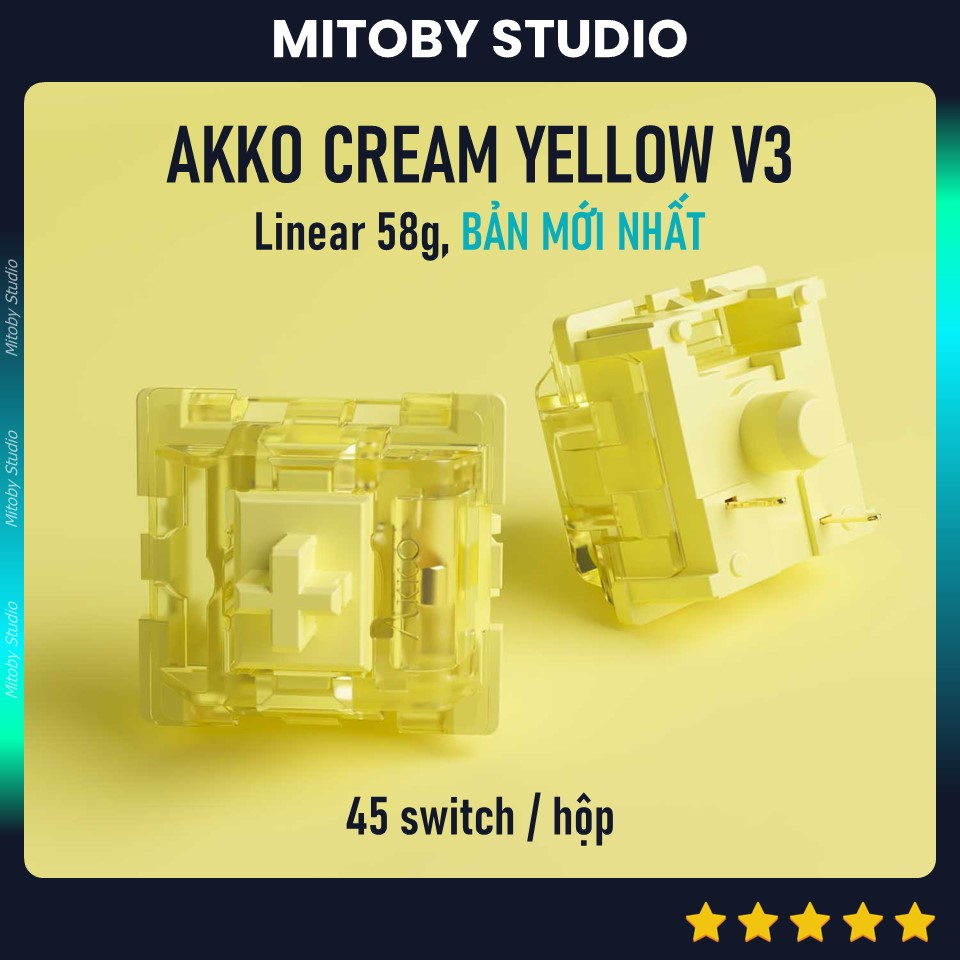 Akko Cream Yellow Blue V3 Pro linear switch công tắc bàn phím cơ Akko Silver Lavender Piano v3 switch - Mitoby Studio
