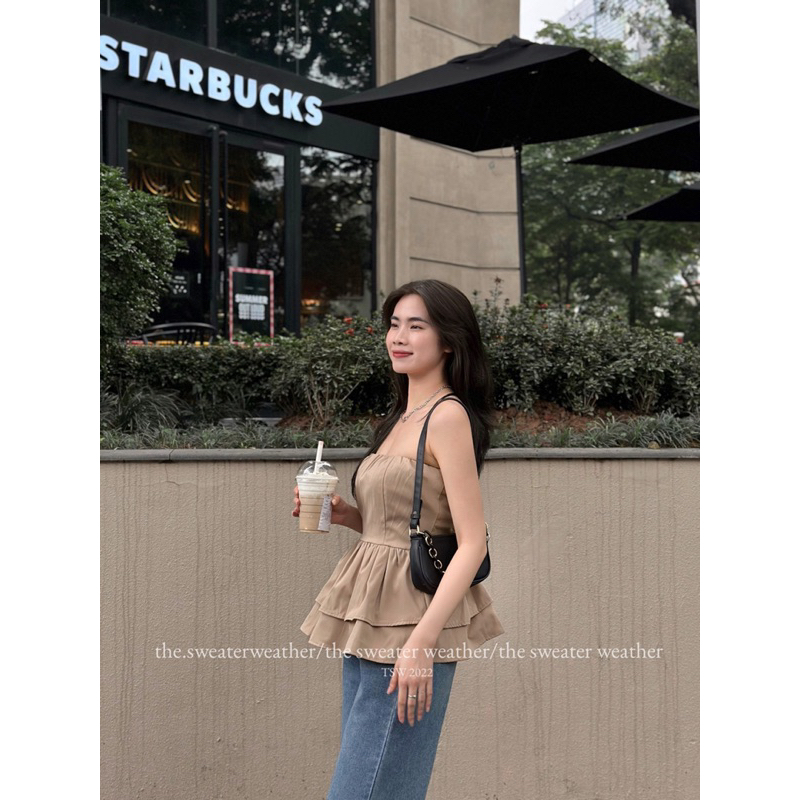 Áo quây trơn peplum chun lưng the.sweaterweather TSW (ảnh thật) | BigBuy360 - bigbuy360.vn