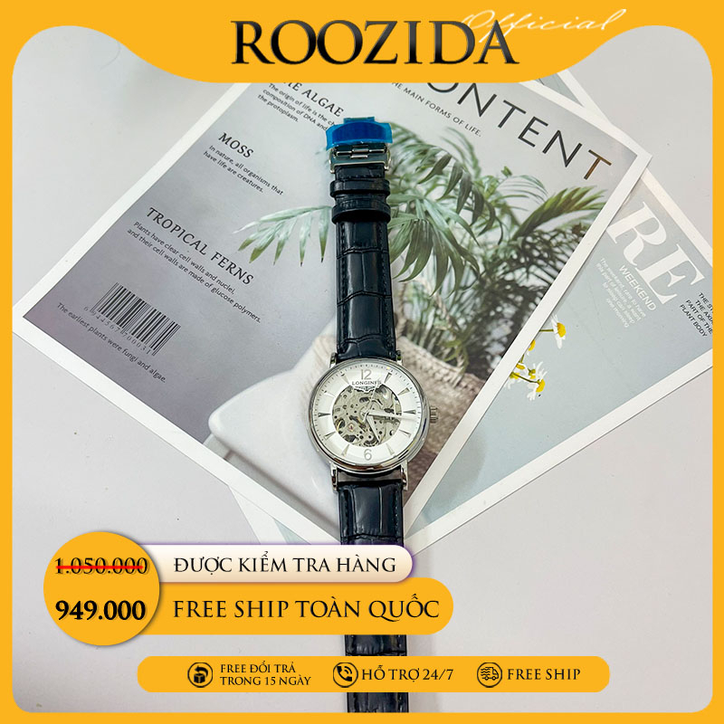 Đồng hồ cơ nam LONGZIN chính hãng automatic tự động dây da khóa kép cao cấp chống nước thời trang doanh nhân DH36