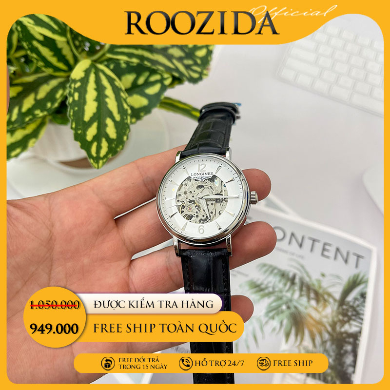 Đồng hồ cơ nam LONGZIN chính hãng automatic tự động dây da khóa kép cao cấp chống nước thời trang doanh nhân DH36