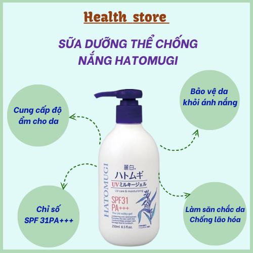 Sữa Dưỡng Thể Hatomugi Dưỡng Thể Trắng Da Chống Nắng Nhật Bản Chính Hãng Chống Tia Uv Chỉ Số Spf31 Pa+++ 250Ml