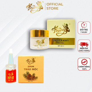 Combo Kem dưỡng da mặt Face Queen Fairy 10gram & Serum Thảo mộc 7ml dưỡng trắng mờ thâm đều màu da tặng 1 mặt nạ dừa