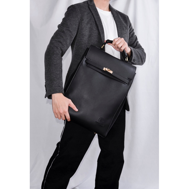 Túi da KHÔISTORE | Kenny_Balo đeo chéo đa năng_Túi thiết kế_Hàng thủ công_Túi laptop_Du lịch_Công sở_Thời trang_Màu đen