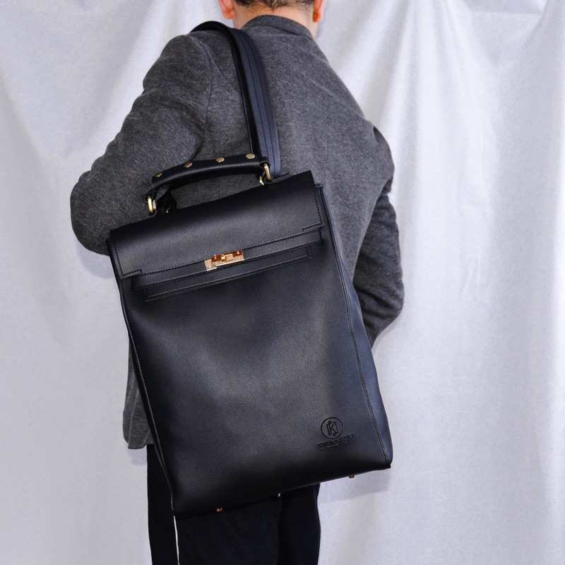 Túi da KHÔISTORE | Kenny_Balo đeo chéo đa năng_Túi thiết kế_Hàng thủ công_Túi laptop_Du lịch_Công sở_Thời trang_Màu đen