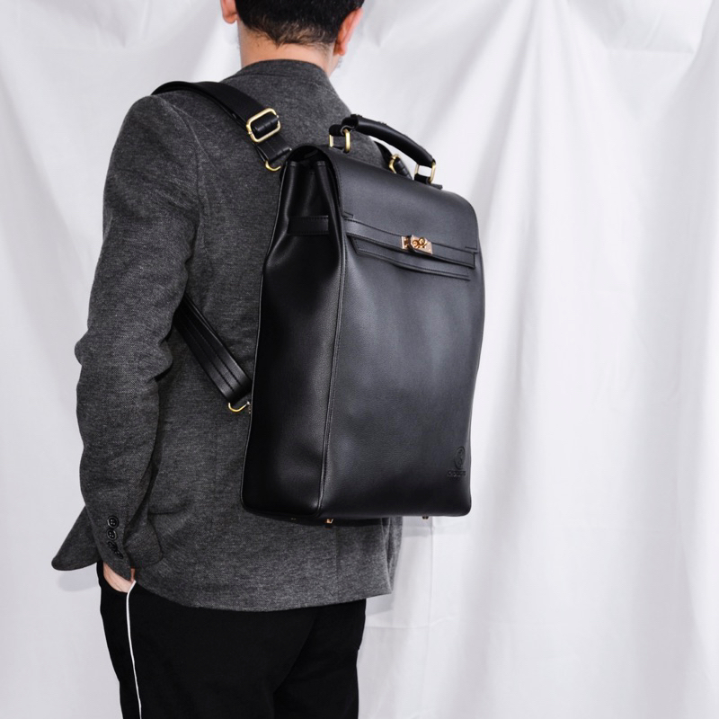 Túi da KHÔISTORE | Kenny_Balo đeo chéo đa năng_Túi thiết kế_Hàng thủ công_Túi laptop_Du lịch_Công sở_Thời trang_Màu đen