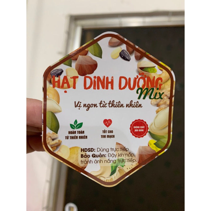 55 Tem Dán Sản Phẩm , Nhãn Dán "Hạt Dinh Dưỡng"- Cán Bóng, Dày, Sáng, Đẹp