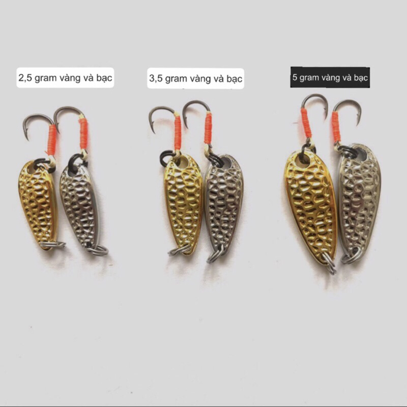 Mồi thìa lượn spoon câu cá size 2,5g 3,5g 5g 7g thìa lure cá mương cá chày