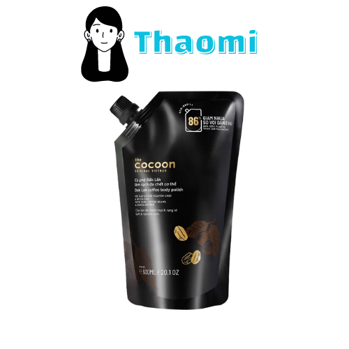 Túi refill- Cà phê Đắk Lắk làm sạch da chết cơ thể Cocoon 600ml