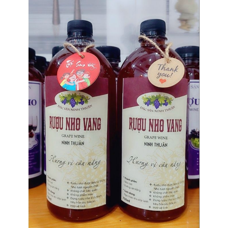 Vang nho đỏ lên men thủ công_đặc sản làng nho Thái An Ninh Thuận chai nhựa 1 lít