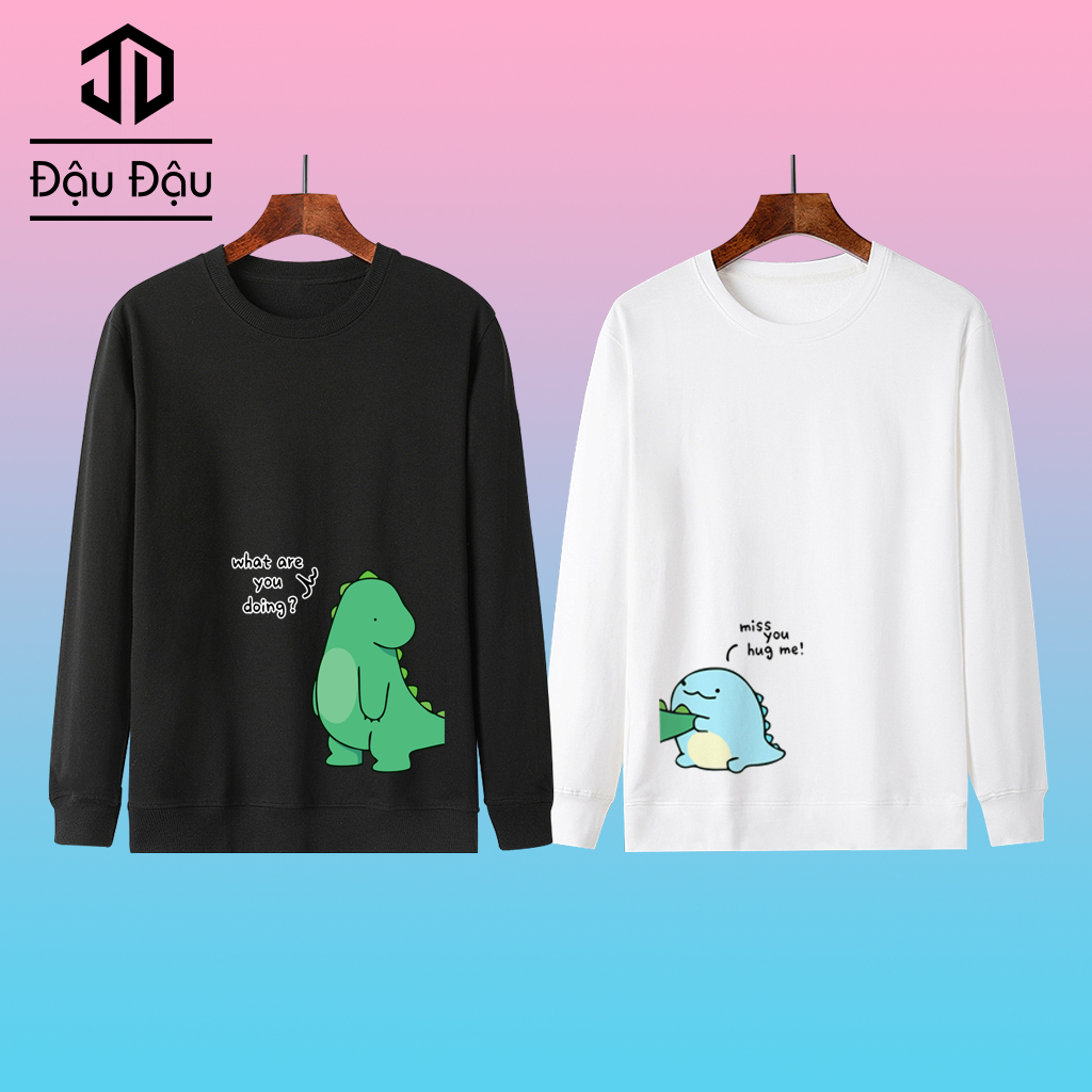 Áo Nỉ Thu Đông Hoodie Mẫu Khủng Long Cho Cặp Đôi