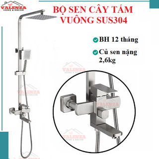 (Củ sen 2,6kg) Bộ sen cây tắm Vuông nóng lạnh inox304 Valenza cao cấp vòi sen tăng áp-Nước chảy mạnh