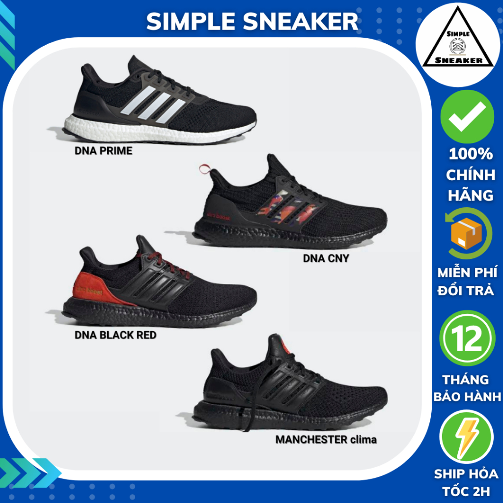 Giày Ultraboost DNA 4.0 Chính Hãng 💙SIMPLE SNEAKER💙 Giày Chạy Bộ Tập Gym Cao Cấp Thể Thao Nam Nữ Ultraboost DNA Màu Đen