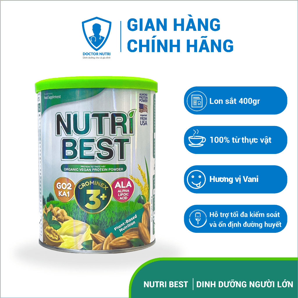 Sữa hạt dinh dưỡng thuần chay phòng ngừa tiểu đường Nutri Best DOCTOR NUTRI, đạm thực vật nhập khẩu Mỹ 400g