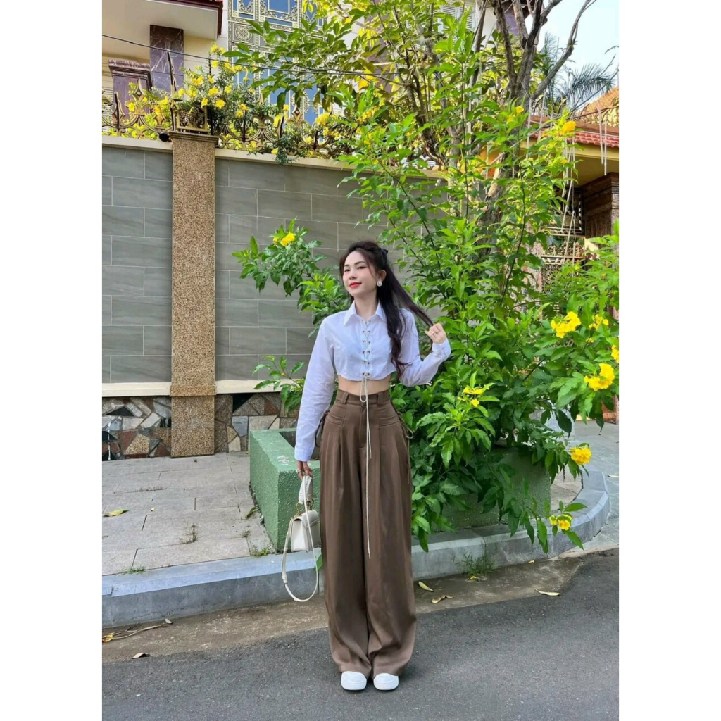 Quần suông túi ngang buộc dây chất tuyết mưa,quần ống suông phong cách kèm ảnh màu thật  Maia.clothes 2651