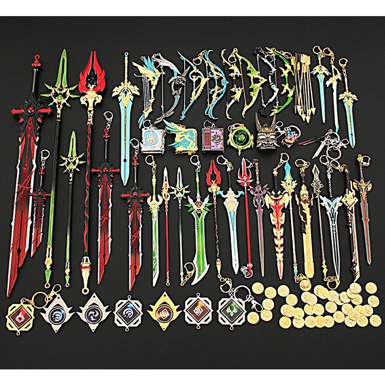 Móc Khóa đạo cụ Cosplay Mô hình vũ khí Genshin Impact 22cm