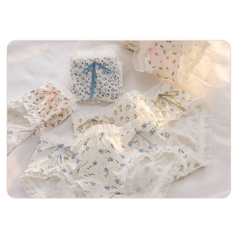Quần lót Nữ Cotton mềm mại phối ren nơ siêu đáng yêu nhẹ nhàng thoáng mát CT03