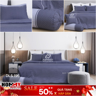 🍁 Mẫu Chăn Ga Gối 🍁 Hanvico Blue Sky DLS196 vải cotton cao cấp (bán lẻ ga chun / vỏ chăn / đôi vỏ gối)