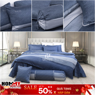 🍁 Mẫu Chăn Ga Gối 🍁 Hanvico Blue Sky DLP190 vải cotton cao cấp (bán lẻ ga chun / vỏ chăn / đôi vỏ gối)
