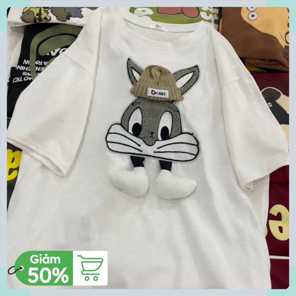 Áo phông tay lỡ nam nữ unisex form rộng chất cotton mát mịn thấm hút mồ hôi Hình Gấu X Thêu | BigBuy360 - bigbuy360.vn