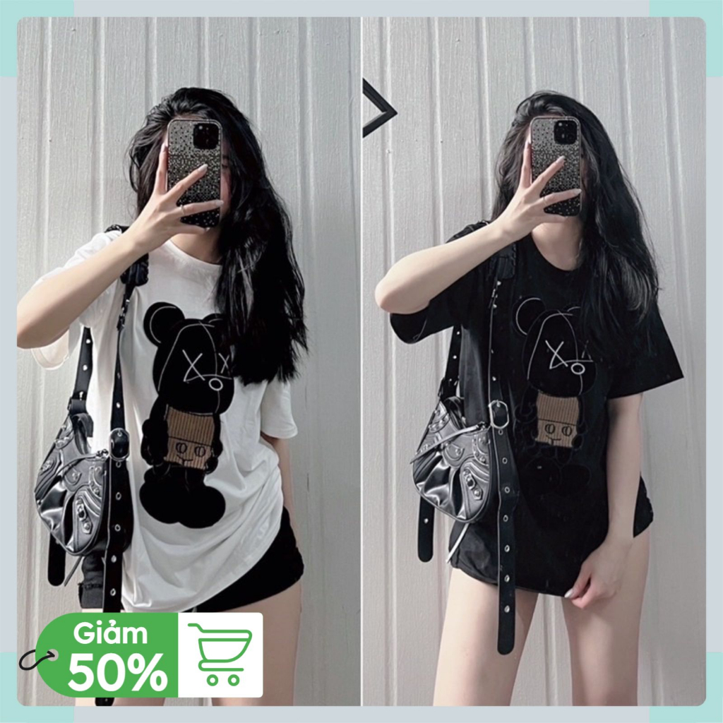 Áo phông tay lỡ nam nữ unisex form rộng chất cotton mát mịn thấm hút mồ hôi Hình Gấu X Thêu | BigBuy360 - bigbuy360.vn
