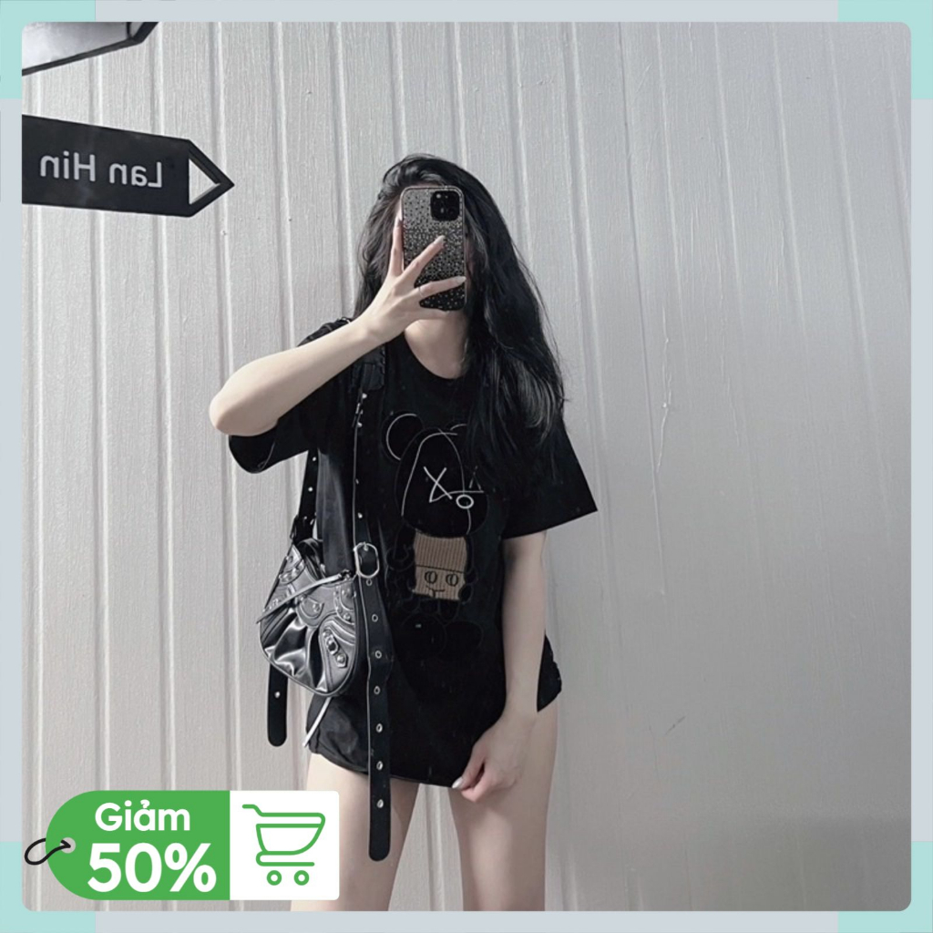 Áo phông tay lỡ nam nữ unisex form rộng chất cotton mát mịn thấm hút mồ hôi Hình Gấu X Thêu | BigBuy360 - bigbuy360.vn