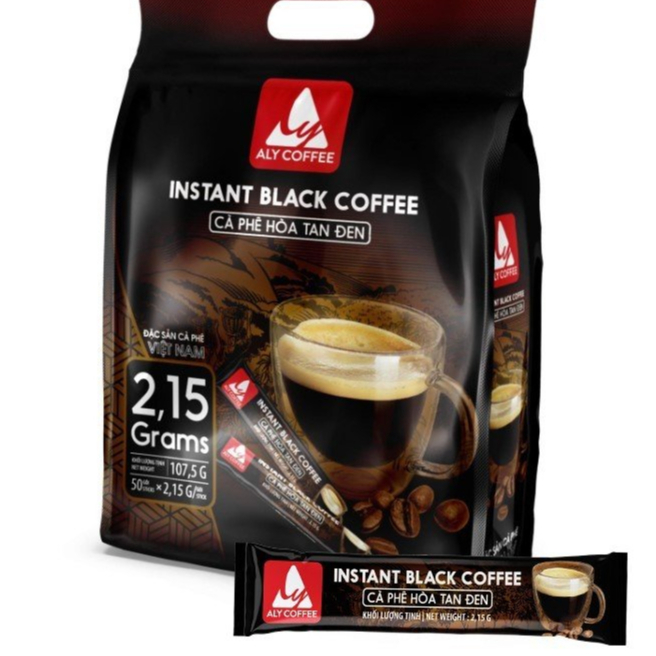 Cà phê hòa tan đen - ALy Coffee - 50 que x 2.15gr