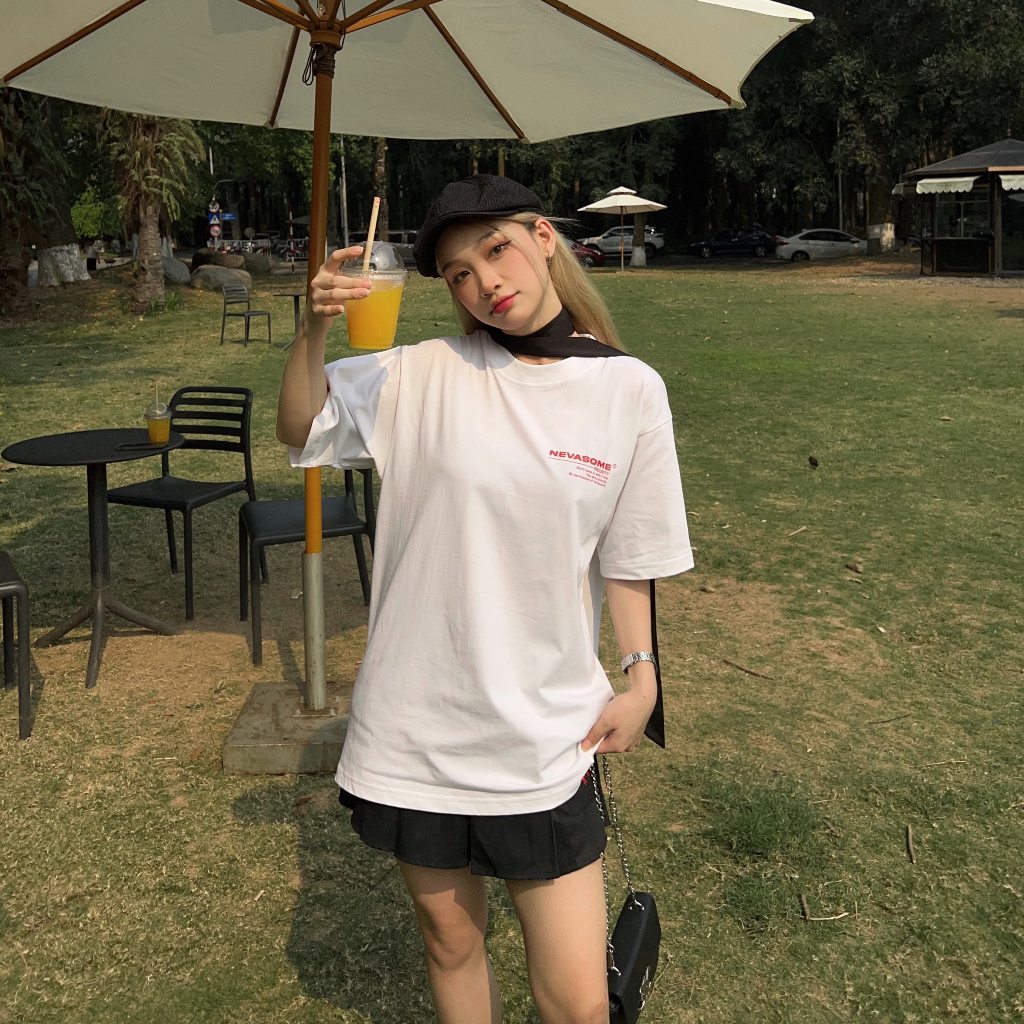 Áo Thun Oversize Local Brand NEVASOME Priority Trắng Cotton Tay Lỡ Form Rộng Nam Nữ