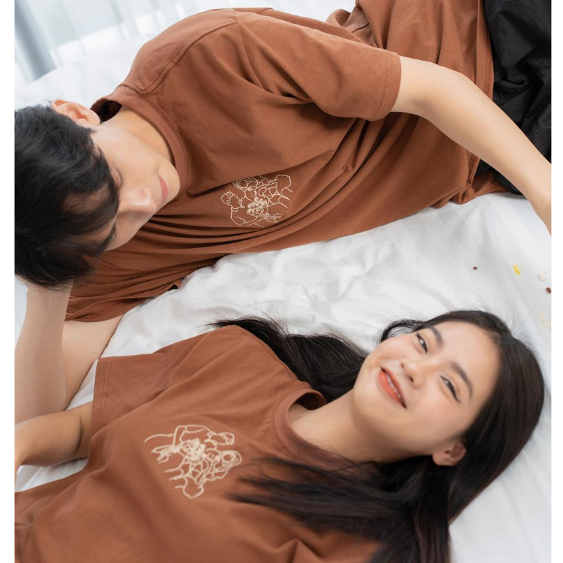 Áo Thun Đôi Thêu Theo Yêu Cầu Từ Ảnh, Áo Thun Đôi Overisize