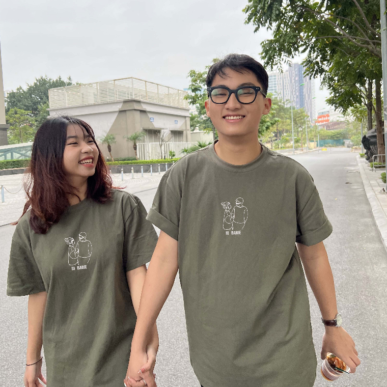 Áo Thun Đôi Thêu Theo Yêu Cầu Từ Ảnh, Áo Thun Đôi Overisize