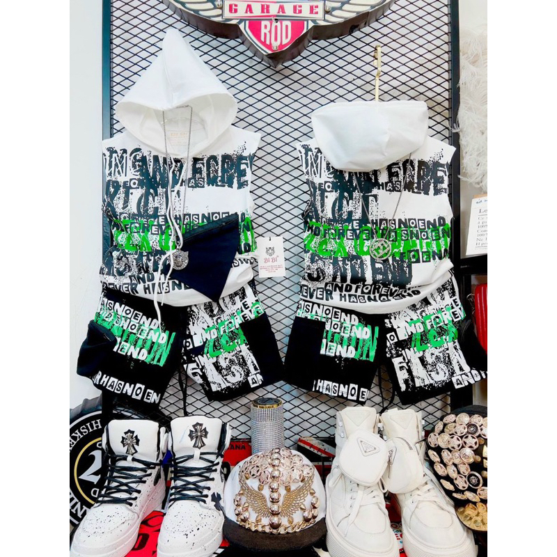 Bộ thun có nón sát nách chờm vai Hip Hop