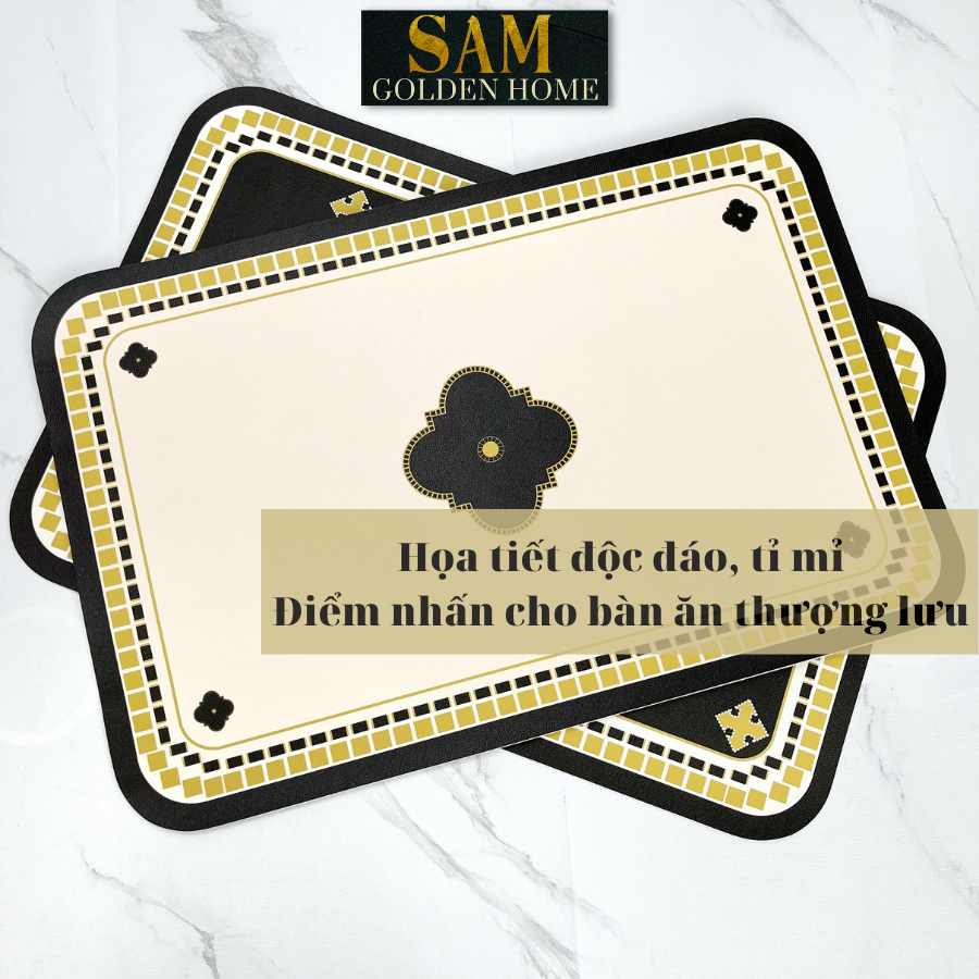 Placemat Lót Bàn Ăn Clubs Sang Trọng Cao Cấp Viền Tròn Phong Cách Phương Tây