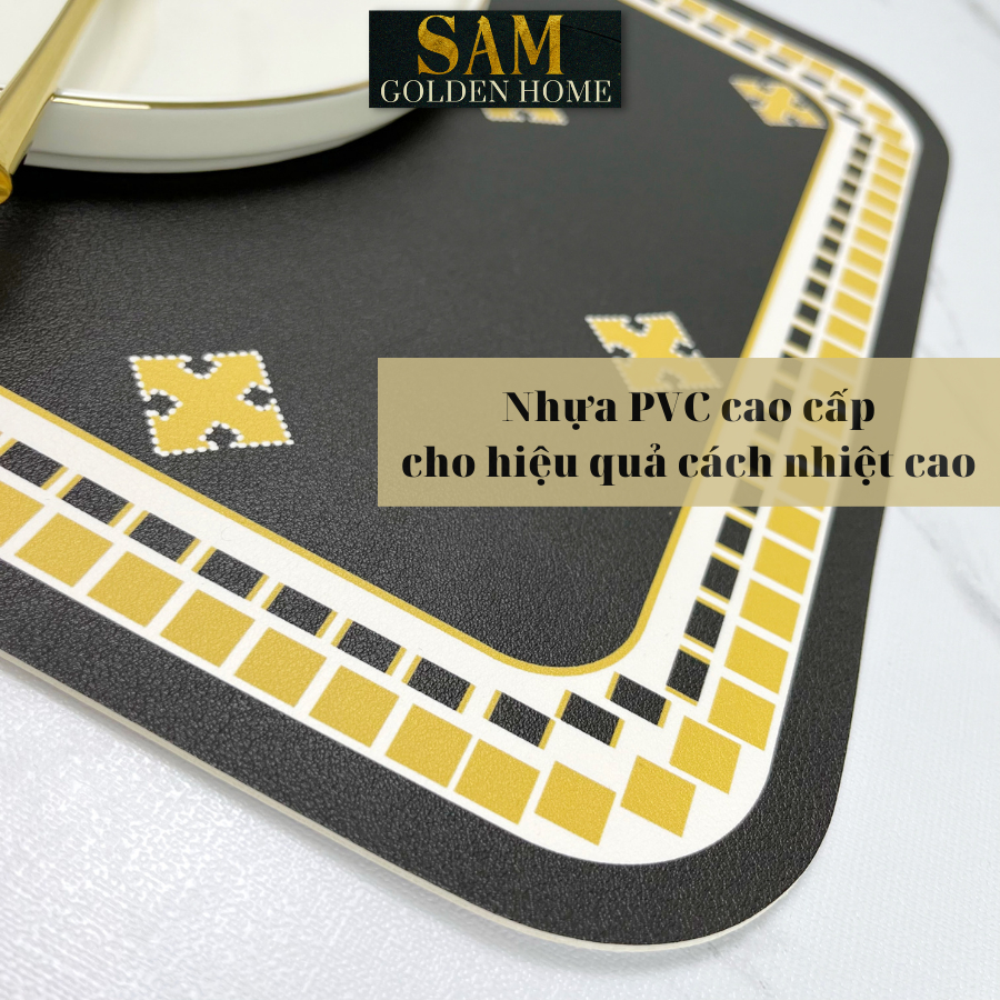 Placemat Lót Bàn Ăn Kelly Sang Trọng Cao Cấp Viền Tròn Phong Cách Phương Tây