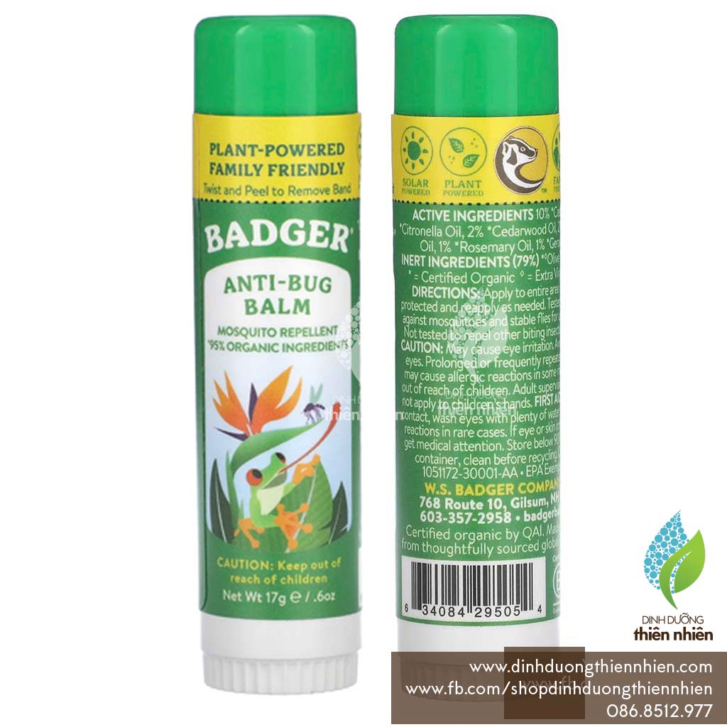 Sáp Bôi Hữu Cơ Chống Muỗi & Côn Trùng Đốt Badger Anti Bug, Anti Bugs