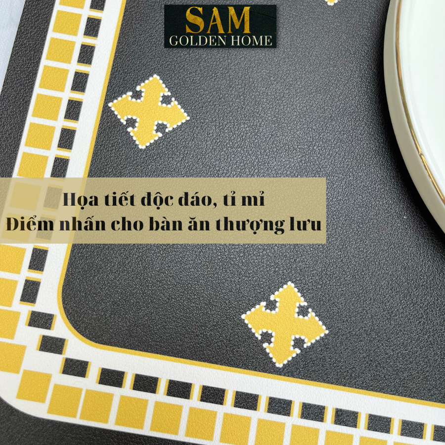Placemat Lót Bàn Ăn Kelly Sang Trọng Cao Cấp Viền Tròn Phong Cách Phương Tây