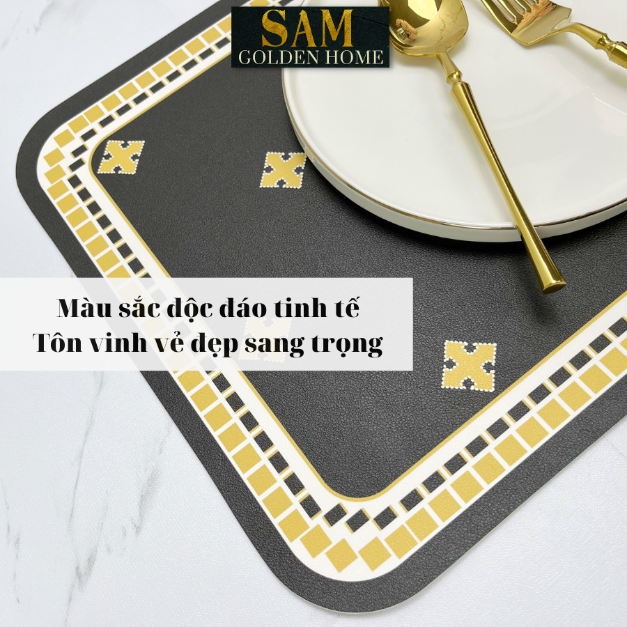 Placemat Lót Bàn Ăn Kelly Sang Trọng Cao Cấp Viền Tròn Phong Cách Phương Tây