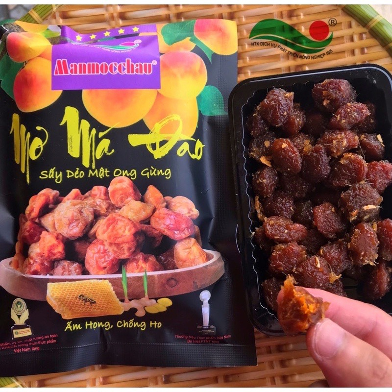 MƠ MÁ ĐÀO SẤY DẺO MẬT ONG GỪNG GÓI 180G