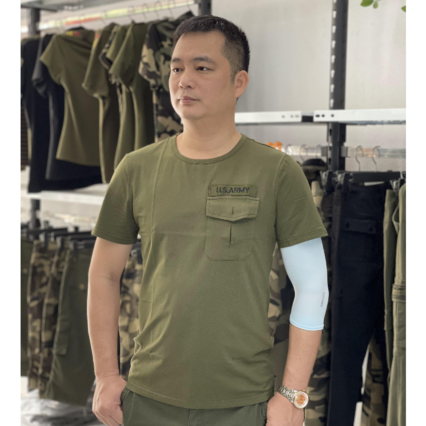 Áo Thun Nam Cổ Tròn Tay Ngắn Mẫu xanh mầu dằn ri Vải Xốp Dập Nổi Trẻ Trung