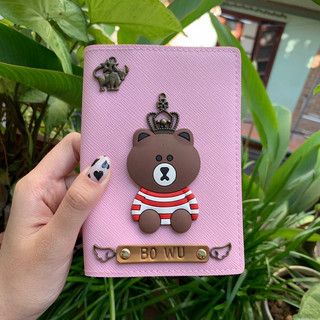 Vỏ bọc hộ chiếu Hồng pastel (free khắc tên, gắn 1 charm logo)