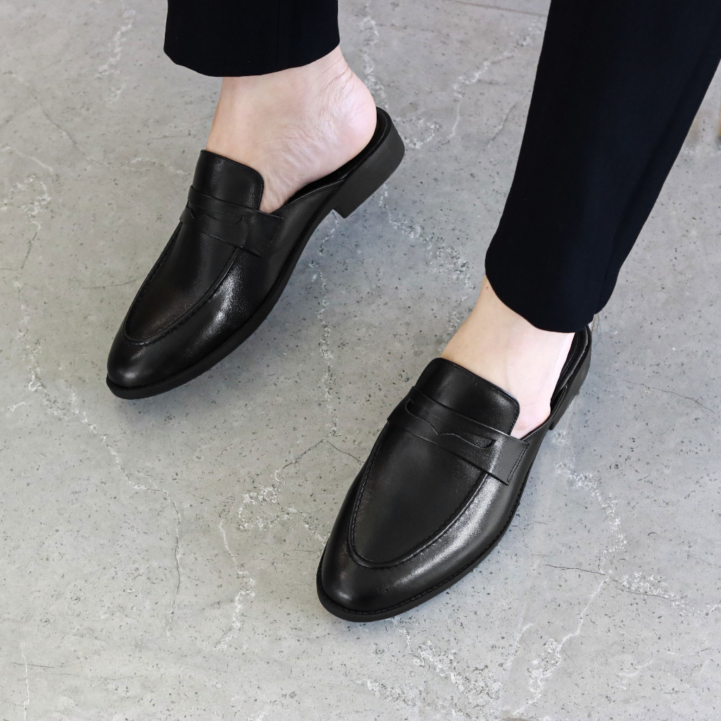 Giày Sục Nam Đơn Giản Đai Khoét  Da Bò Cao Cấp Phong Cách Hàn Quốc-Mã S008