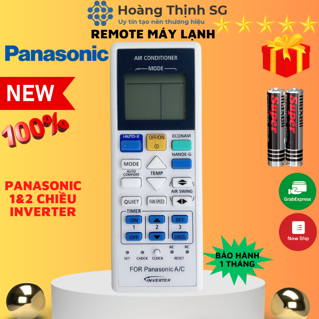 Điều khiển điều hòa Panasonic Inverter, remote máy lạnh USE FOR Panasonic A/C tặng kèm pin