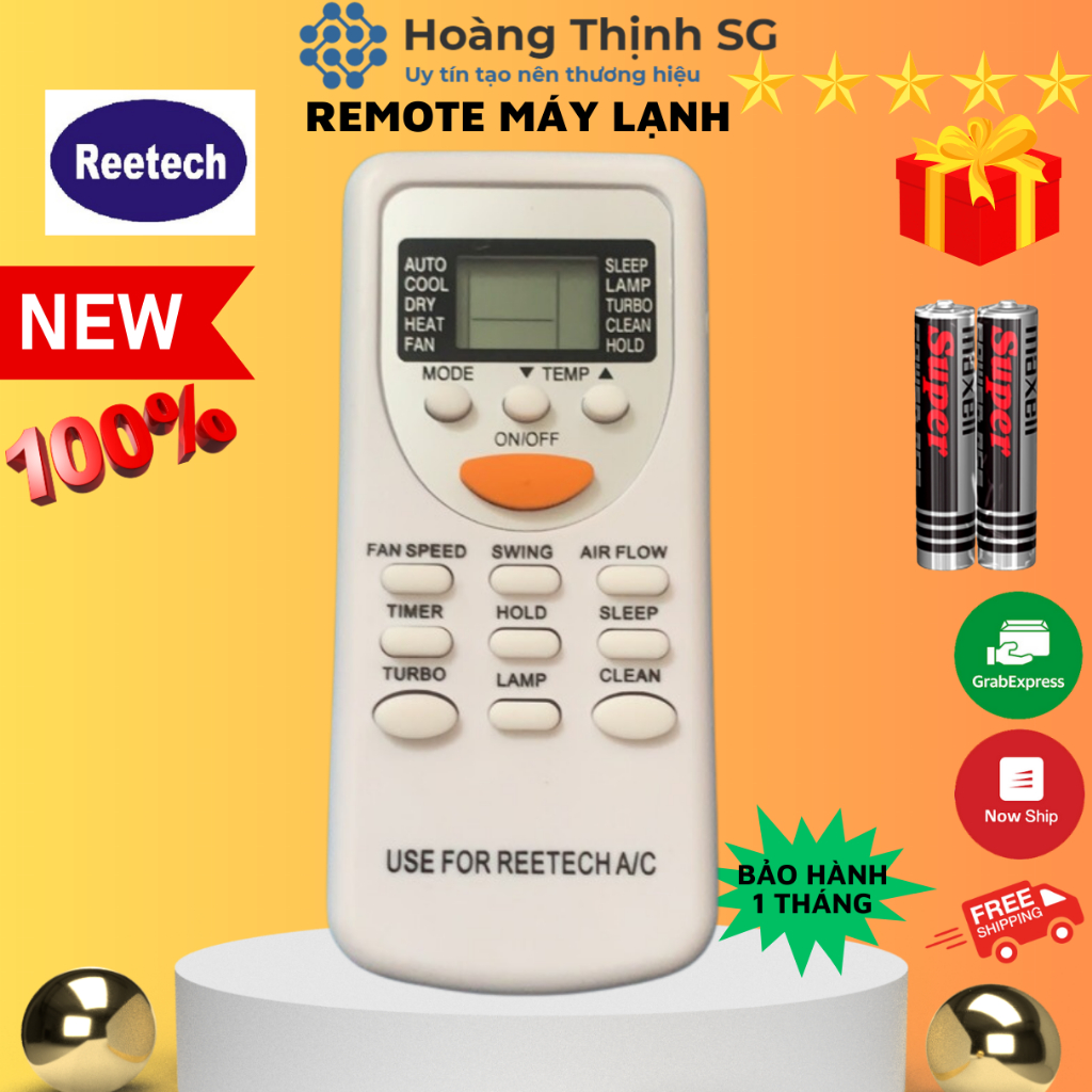 Điều Khiển Điều Hòa Reetech ZH-03, Remote Máy Lạnh Reetech tặng kèm pin