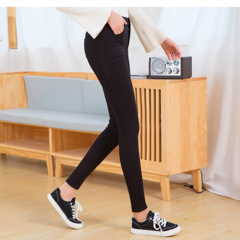 Quần tregging nữ UNDERCOOL lưng cạp cao dài dáng thun ôm bó legging skinny vải giữ nhiệt màu đen