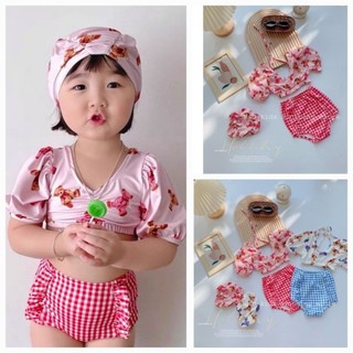 Bikini 2 mảnh, đồ bơi kèm nón cho bé gái