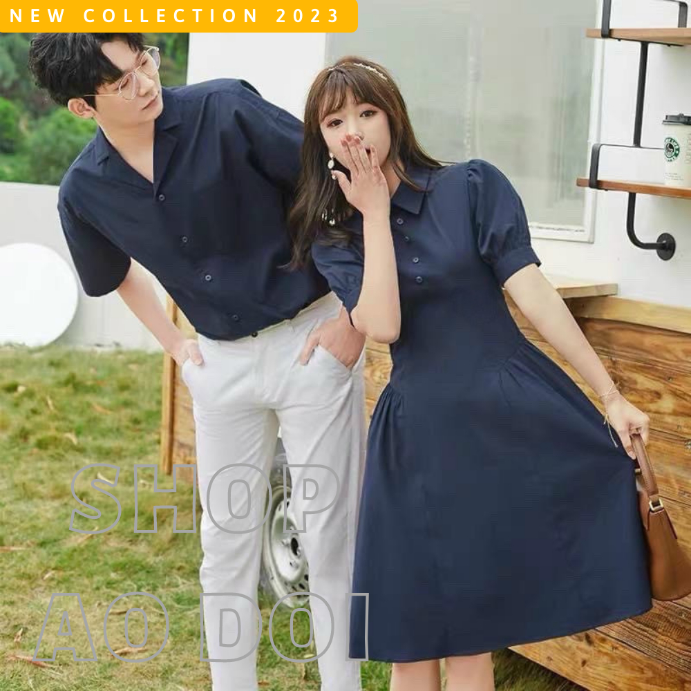 Đồ đôi nam nữ đẹp đi tiệc, đi chơi, đồ đôi đi biển, áo cặp áo đôi cao cấp chụp hình cưới: gồm áo sơ mi nam váy nữ couple